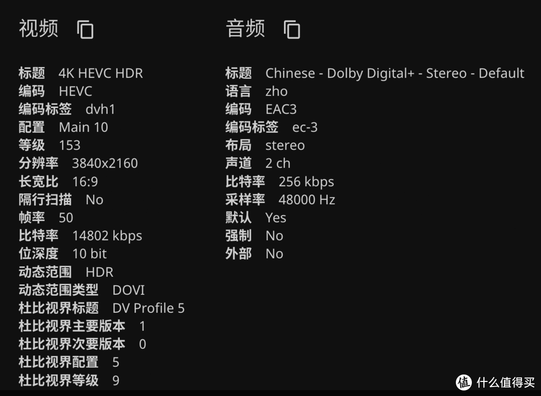 杜比视界 10bit 4k 50帧率片源信息