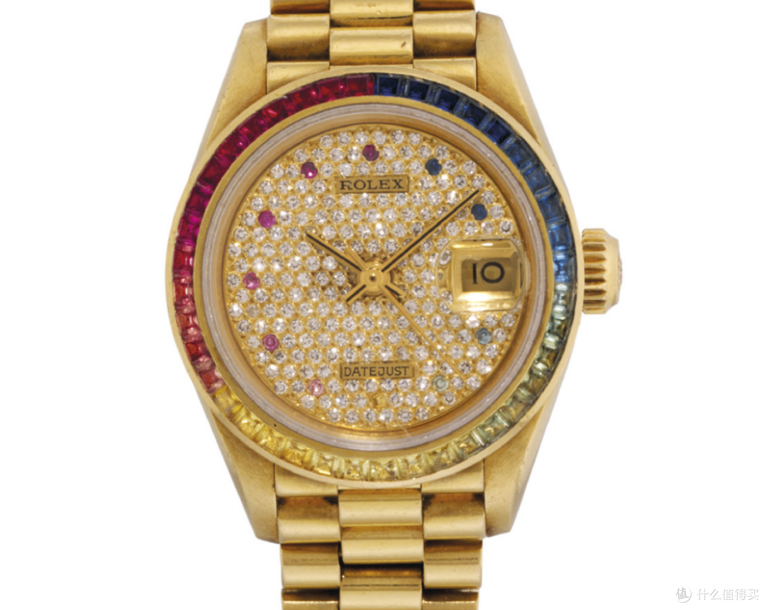 1980年代的一枚劳力士彩虹datejust,外圈彩虹色顺序是逆时针方向