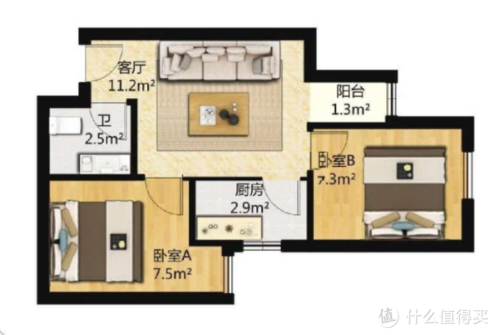 52㎡学区房，住着一家三口人，小户型硬挤成两居室，效果真棒！