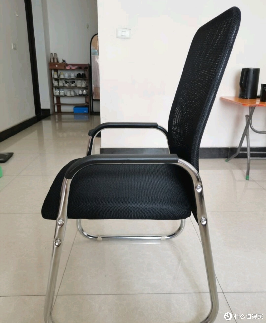 煜柠苑 电脑椅子学生宿舍凳子座椅舒适久坐靠背椅会议室办公椅家用学习椅 透气网布款-黑色-电镀架