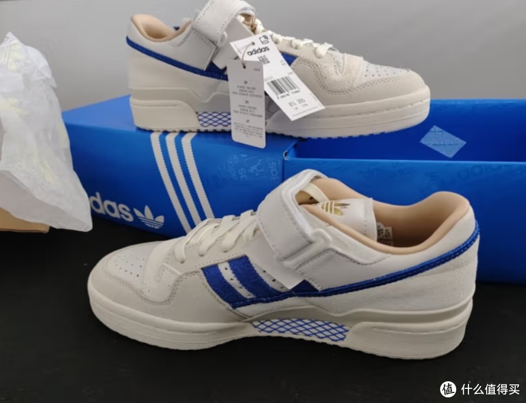 adidas阿迪达斯官方三叶草蓝标FORUM 84 LOW男女新款休闲篮球鞋H03721 白/米白/蓝 42(260mm)