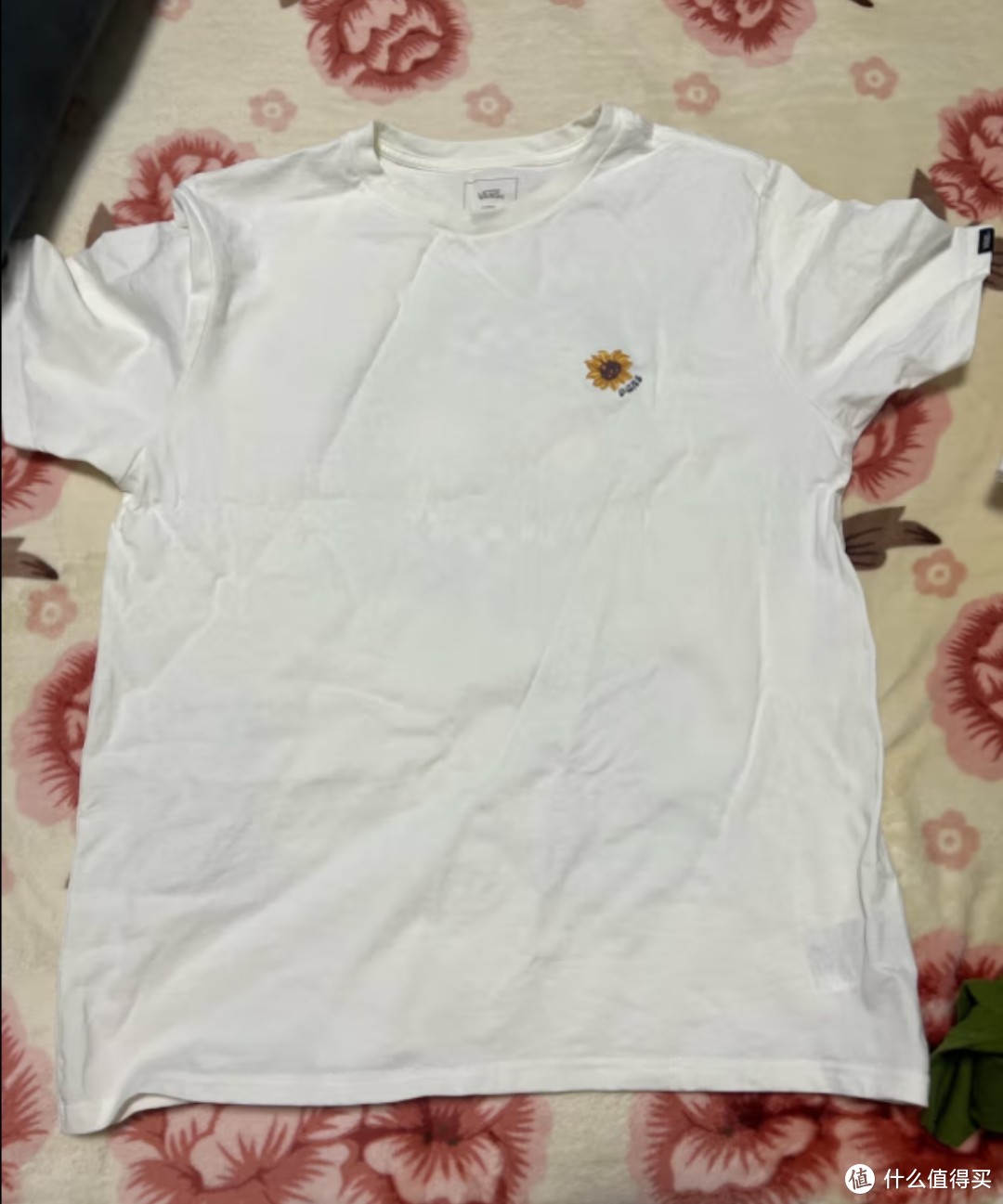 vansVans范斯官方 男女情侣短袖T恤米白宽松版型向日葵印花出游好物 米白色 M