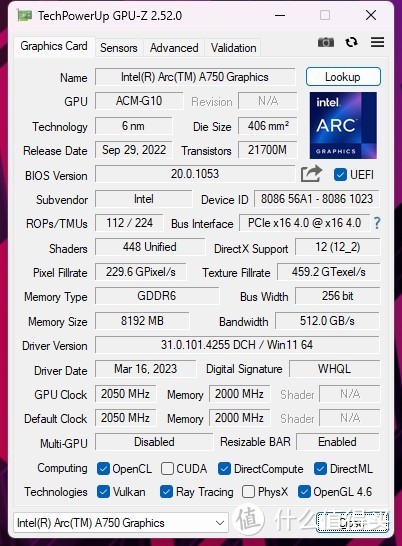 二十年厚积薄发，Intel Arc A750独立显卡实测：未来可期