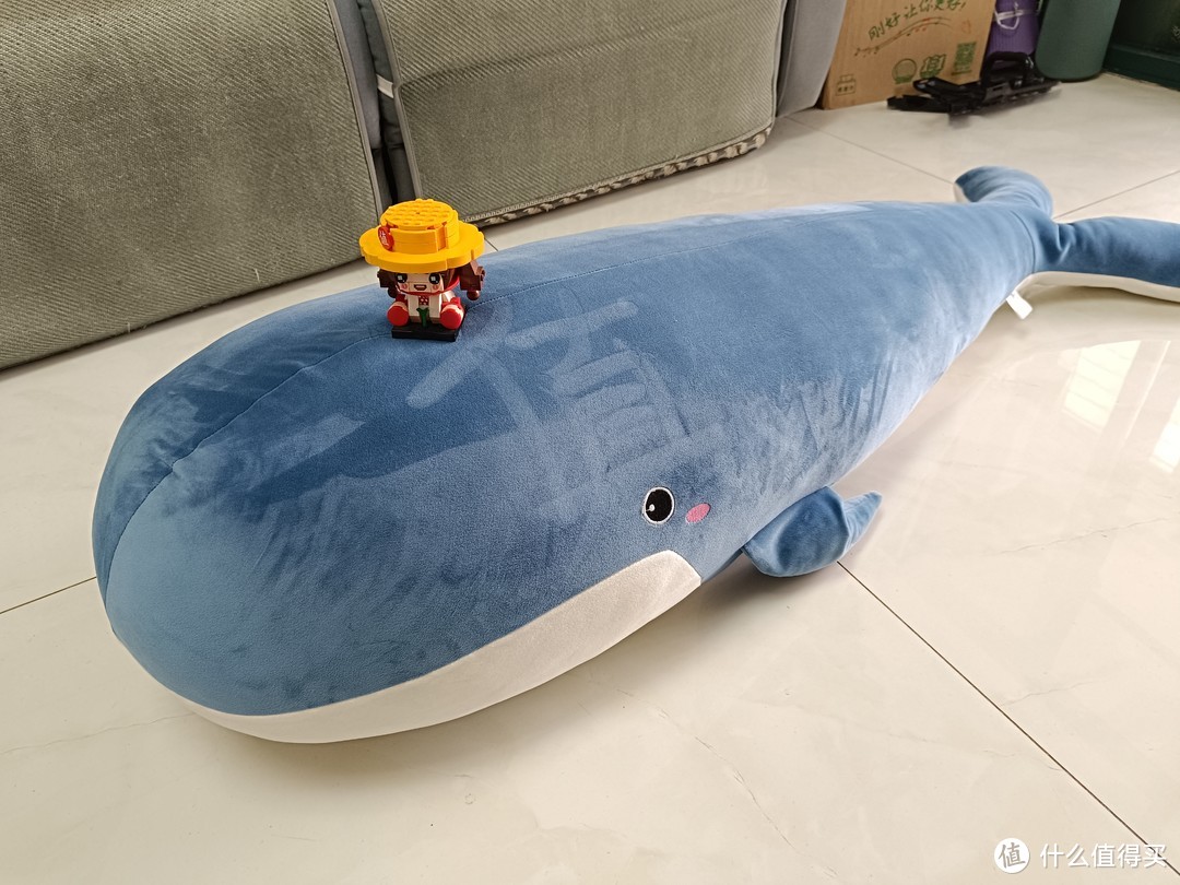 儿童房的新成员：巨大柔软萌萌的蓝鲸抱枕。