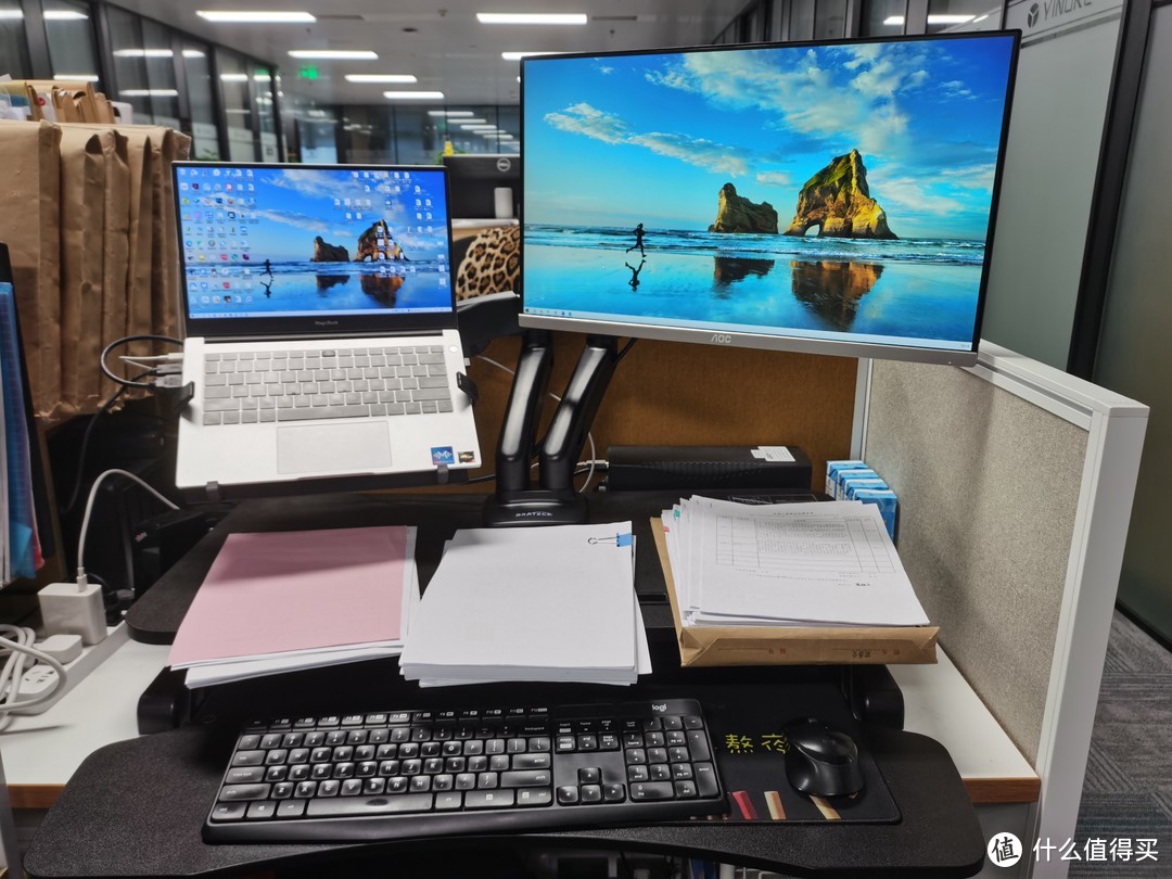 北弧双屏显示器支架及笔记本托架，在北弧升降台上的使用体验（Brateck E310-2+APE30）