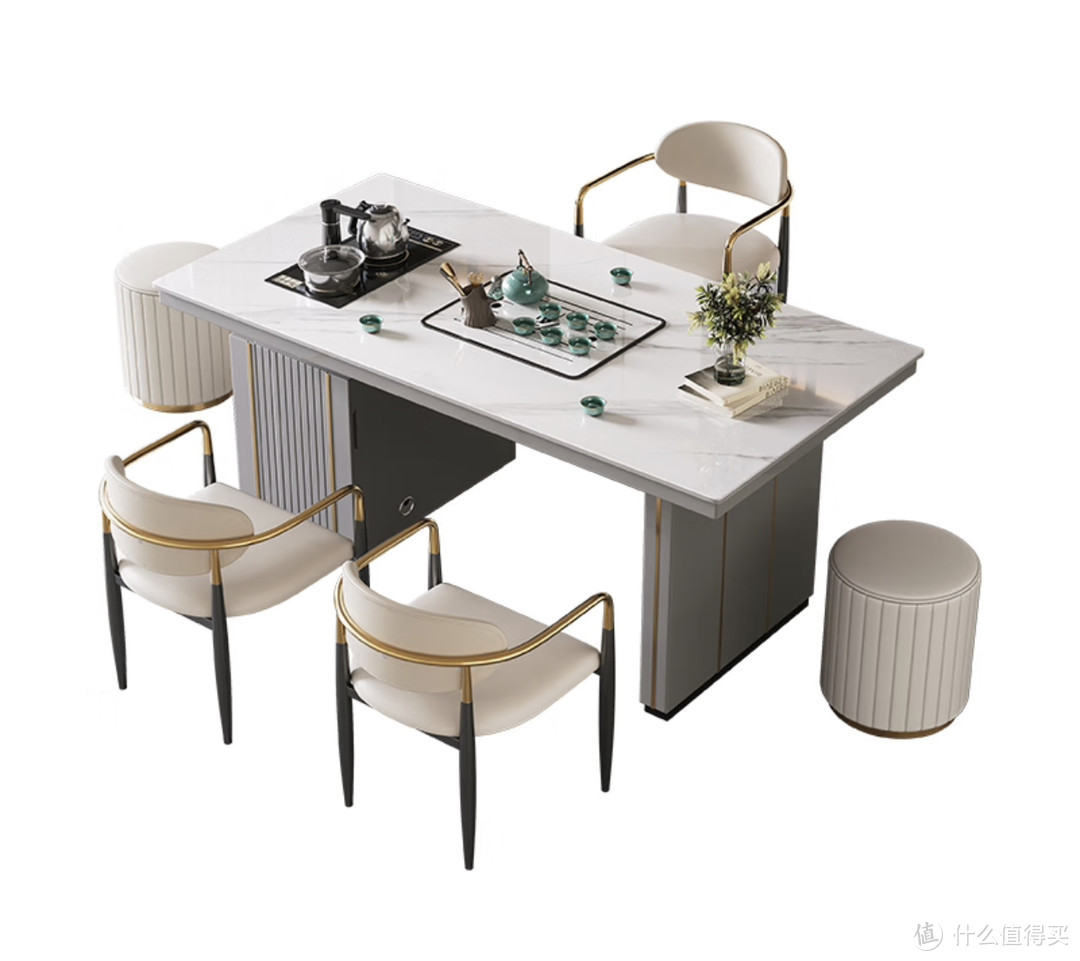 雅行现代简约轻奢岩板茶桌椅组合，品质与舒适并存的完美茶饮享受