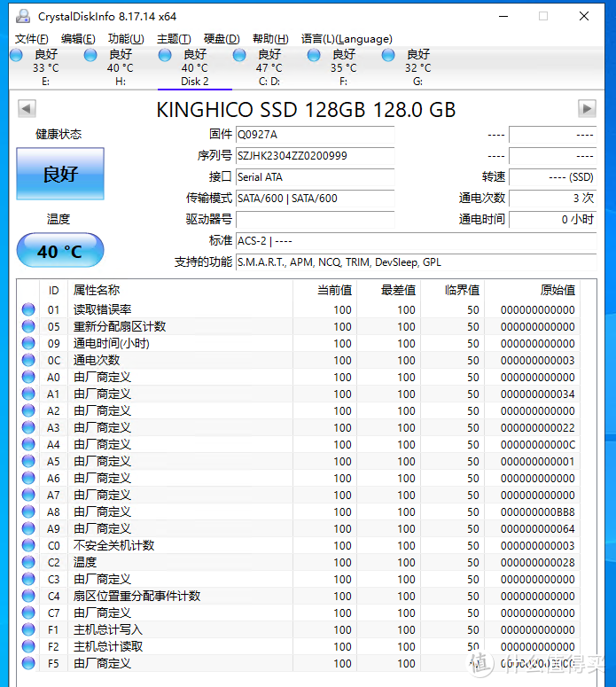 小容量固态硬盘记录-10：金骇客 kinghico 128G（MLC） ngff