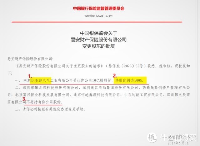 比亚迪全资收购易安财险，开启自营车险新篇章？