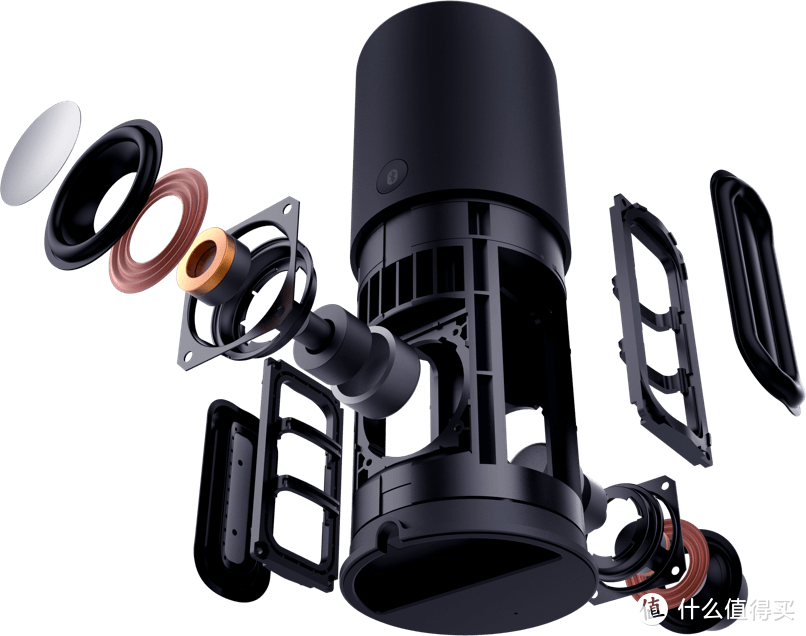 音箱扬声器展示，2个1.8英寸+2个辐射器