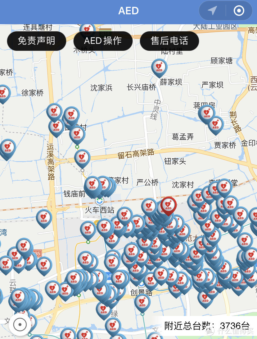 杭州余杭区的AED地图