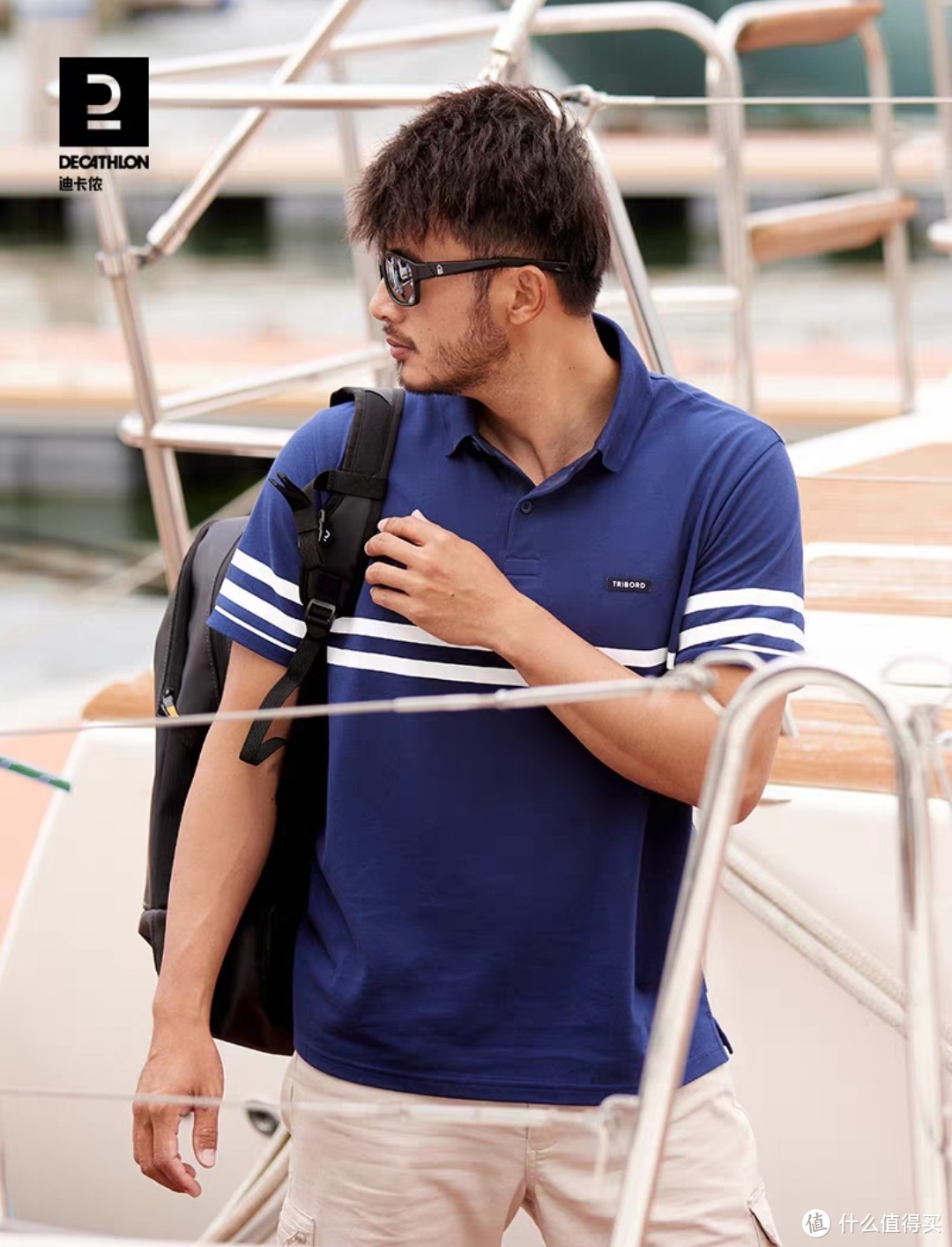 迪卡侬官方POLO衫男运动短袖新款健身户外高领棉衬衫上衣帆船ODT2