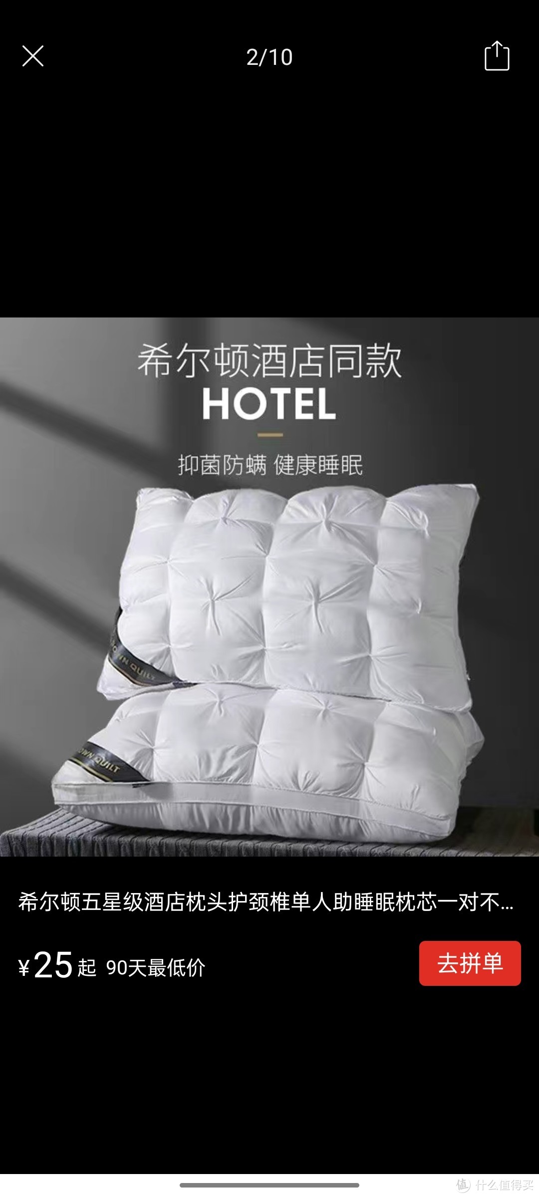 五星级酒店枕头护颈椎单人助睡眠枕芯一对不塌陷不变形家用