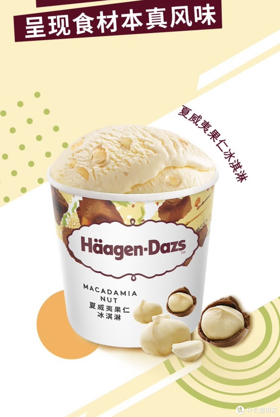 美味的哈根达斯（Haagen-Dazs）经典夏威夷果仁口味冰淇淋