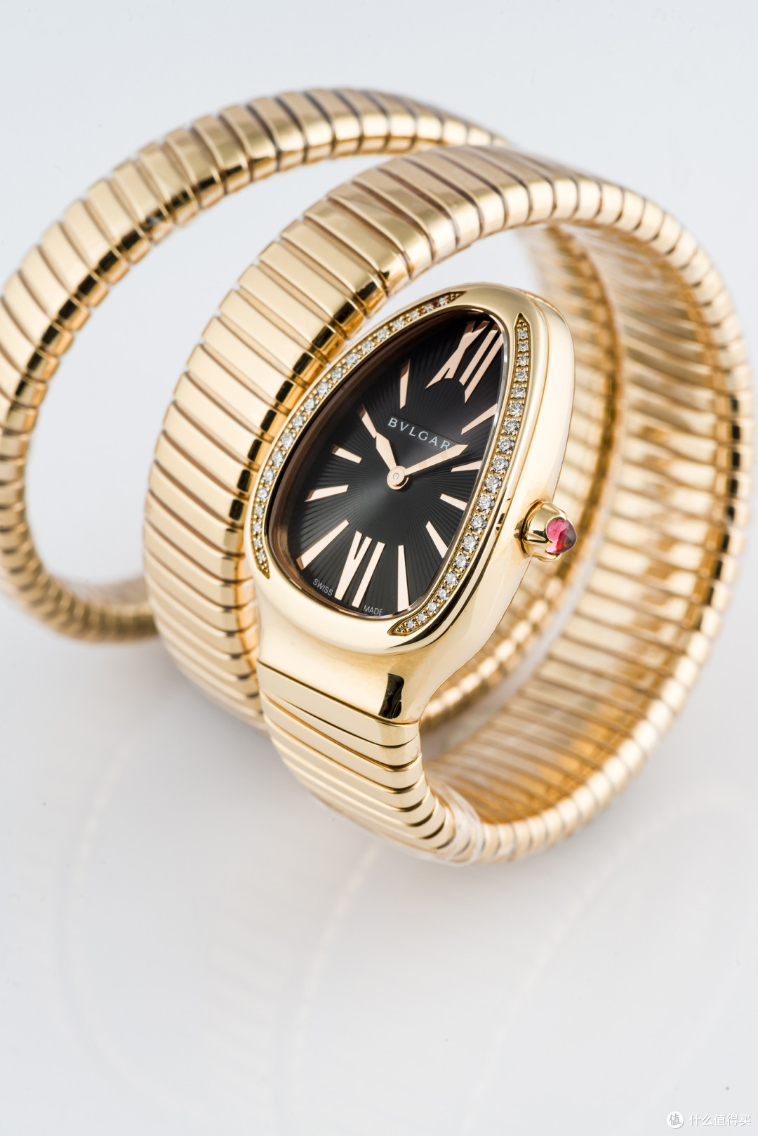 宝格丽serpenti tubogas女士石英手表,18k金材质,镶钻表圈,2018年4月