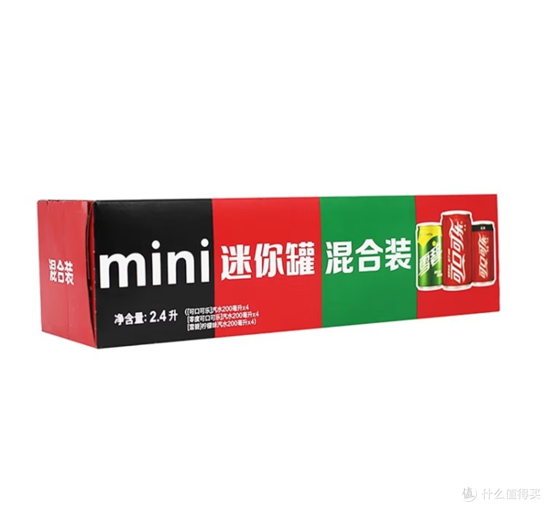 可口可乐（Coca-Cola）零度 Zero 可乐+雪碧迷你罐 碳酸汽水饮料 200ml*24罐 整箱装