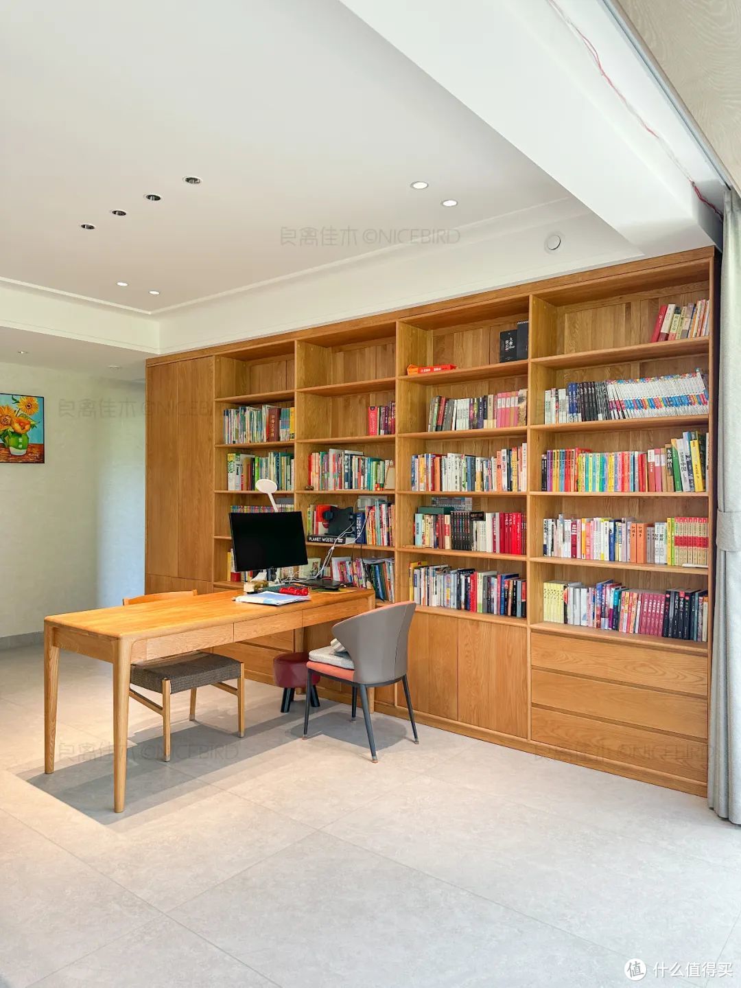 客厅图书馆+转角衣帽间，淮南业主180平全屋订，装一个暖色调的家