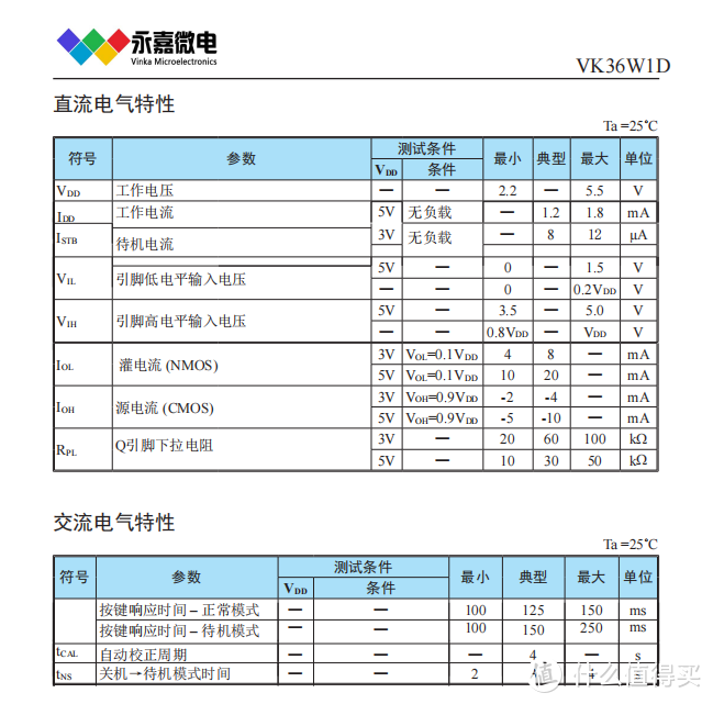 VK36W1D浴缸，洁具高灵敏度电容式单点液体水位检测触摸芯片资料介绍