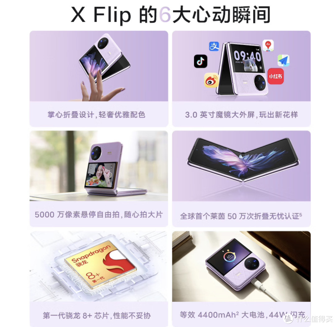 【轻盈时尚】vivo X Flip：魔镜大外屏与折叠屏融合，芯片性能卓越，成就手机新时代！