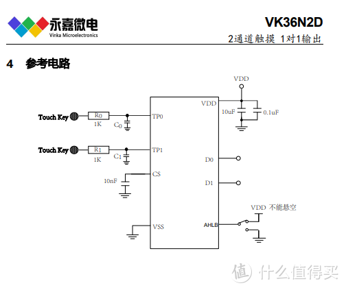 两键/高抗干扰2键2路2通道触摸芯片VK36N2D高灵敏度原厂技术支持