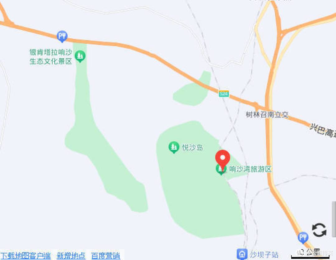 响沙湾旅游度假区与银肯塔拉文化旅游区相对位置图