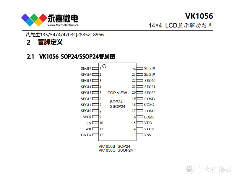 段码屏显驱动芯片VK1056B/C温控表LCD驱动