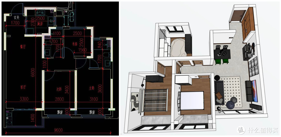 宜家全屋设计提供的平面数据及三维预览