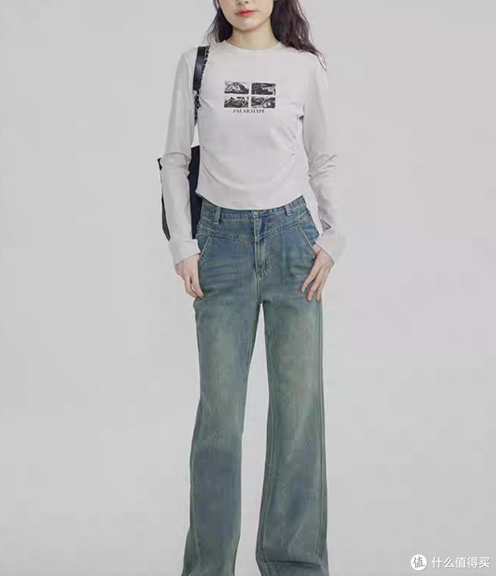 尔给做旧复古修身小个子 vibe 微喇牛仔裤女 2023 年新款秋季显瘦裤子，让你穿出时尚大片感！