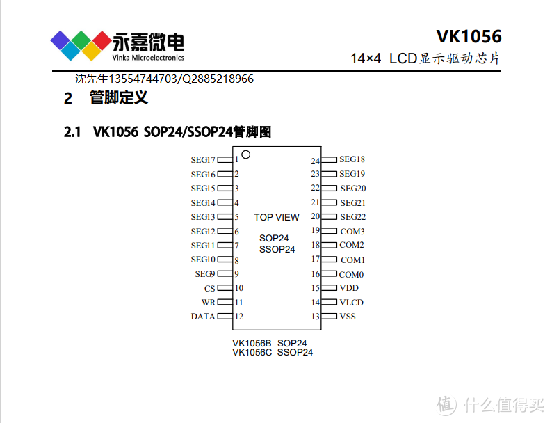 液晶段码屏驱动芯片VK1056B/C