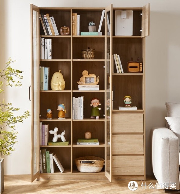全友家居书柜——北欧简约大容量储物书柜环保板材组合书柜126393，打造温馨储物空间