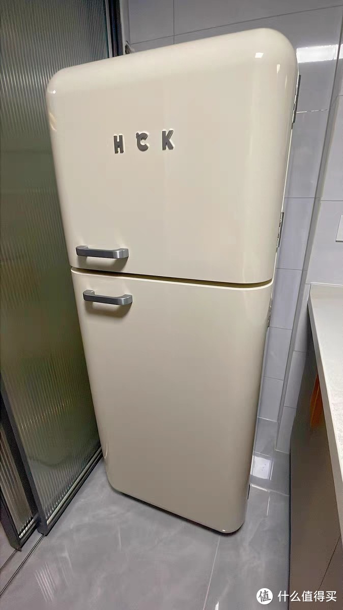 HCK哈士奇双门复古冰箱：家用风冷客厅小型奶油风网红高颜值可爱