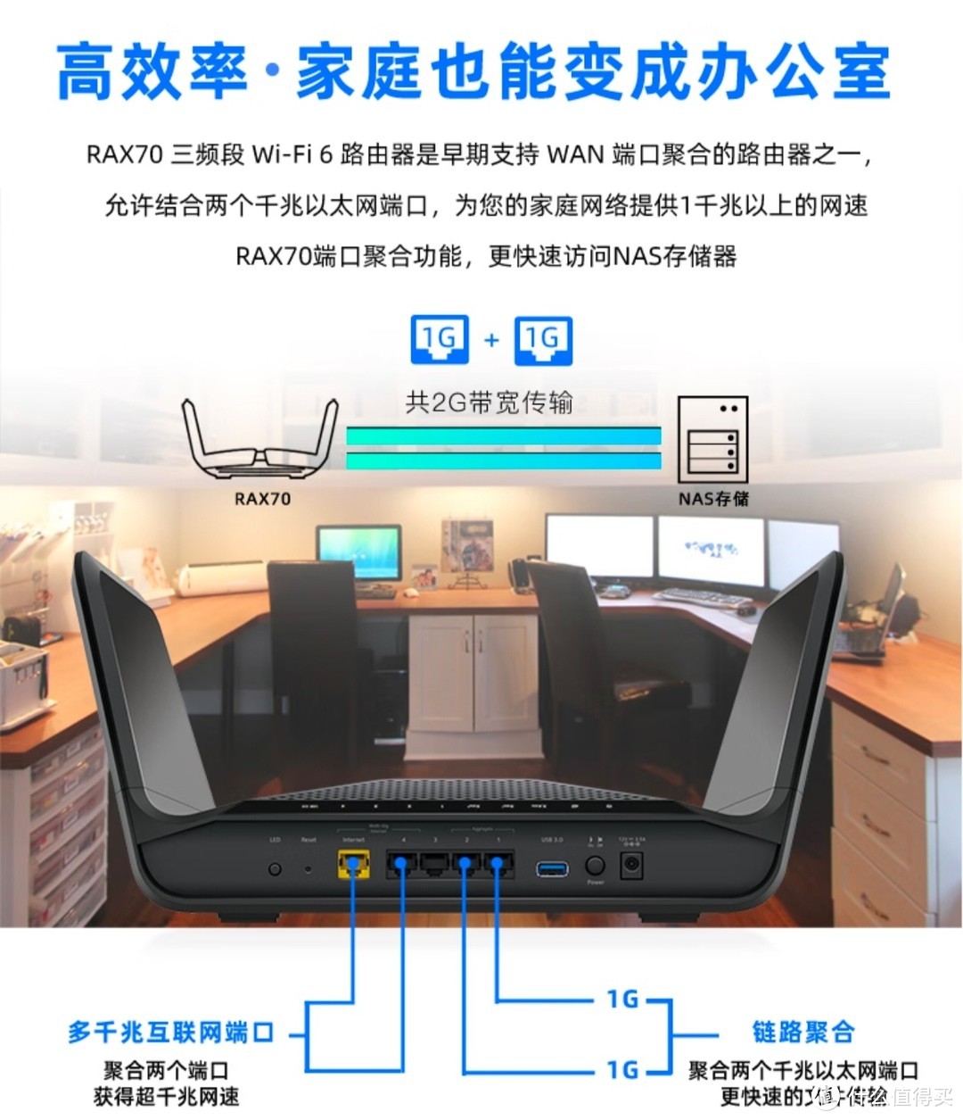 网件（NETGEAR）RAX70 AX6600 wifi6无线路由器千兆电竞/四核三频/MU-MIMO/家用网络全屋覆盖/认证翻新