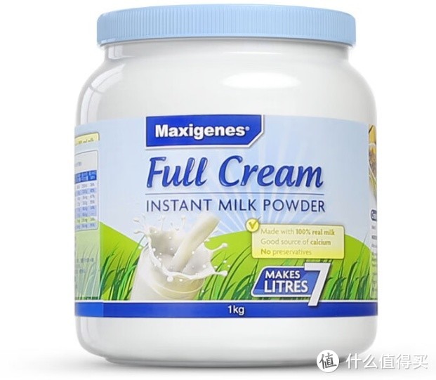 美可卓（Maxigenes）澳洲进口高钙全脂奶粉 蓝胖子 1kg 