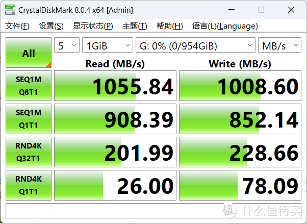 对比：1T SSD+硬盘盒的测试速度
