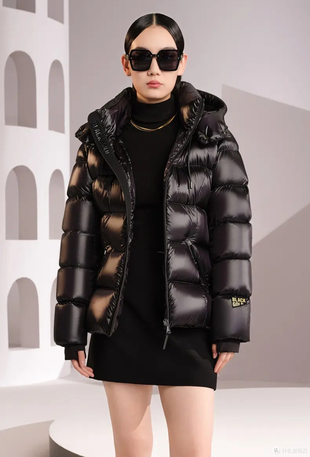 【张柏芝同款】高梵黑金女王3.0小六格收腰显瘦高端短款鹅绒羽绒服