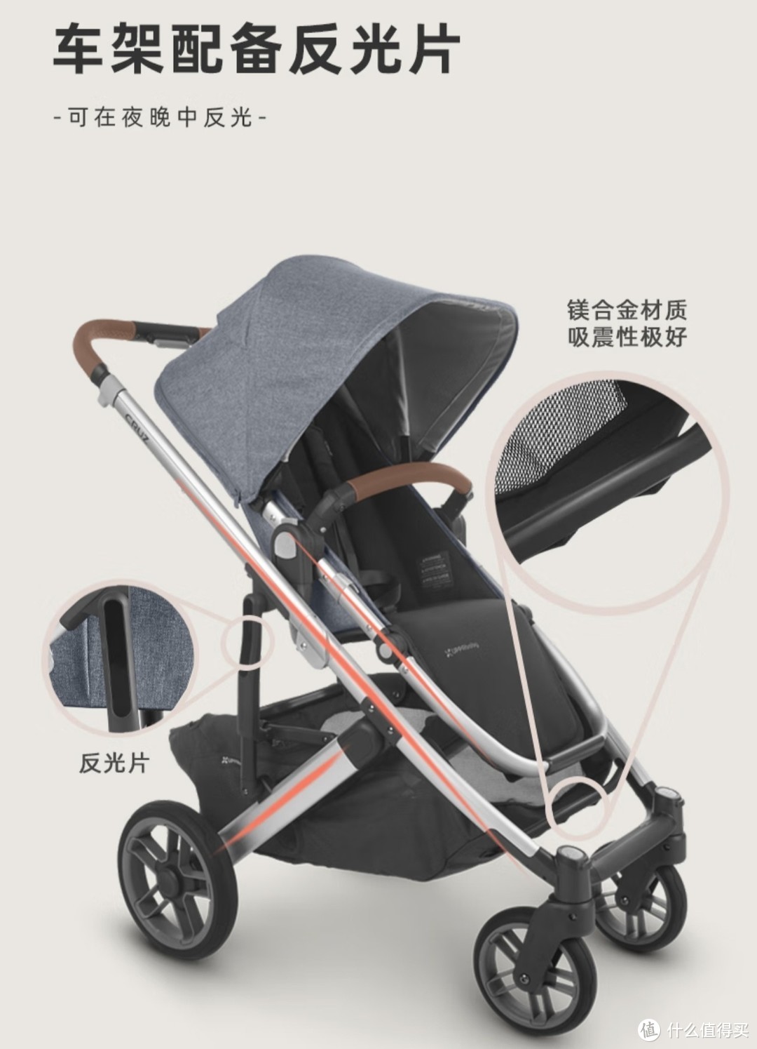 UPPAbaby CRUZ V2高景观婴儿推车双向 可坐可躺 易折叠 宝宝手推车 燕麦色-DECLAN【不含睡篮】