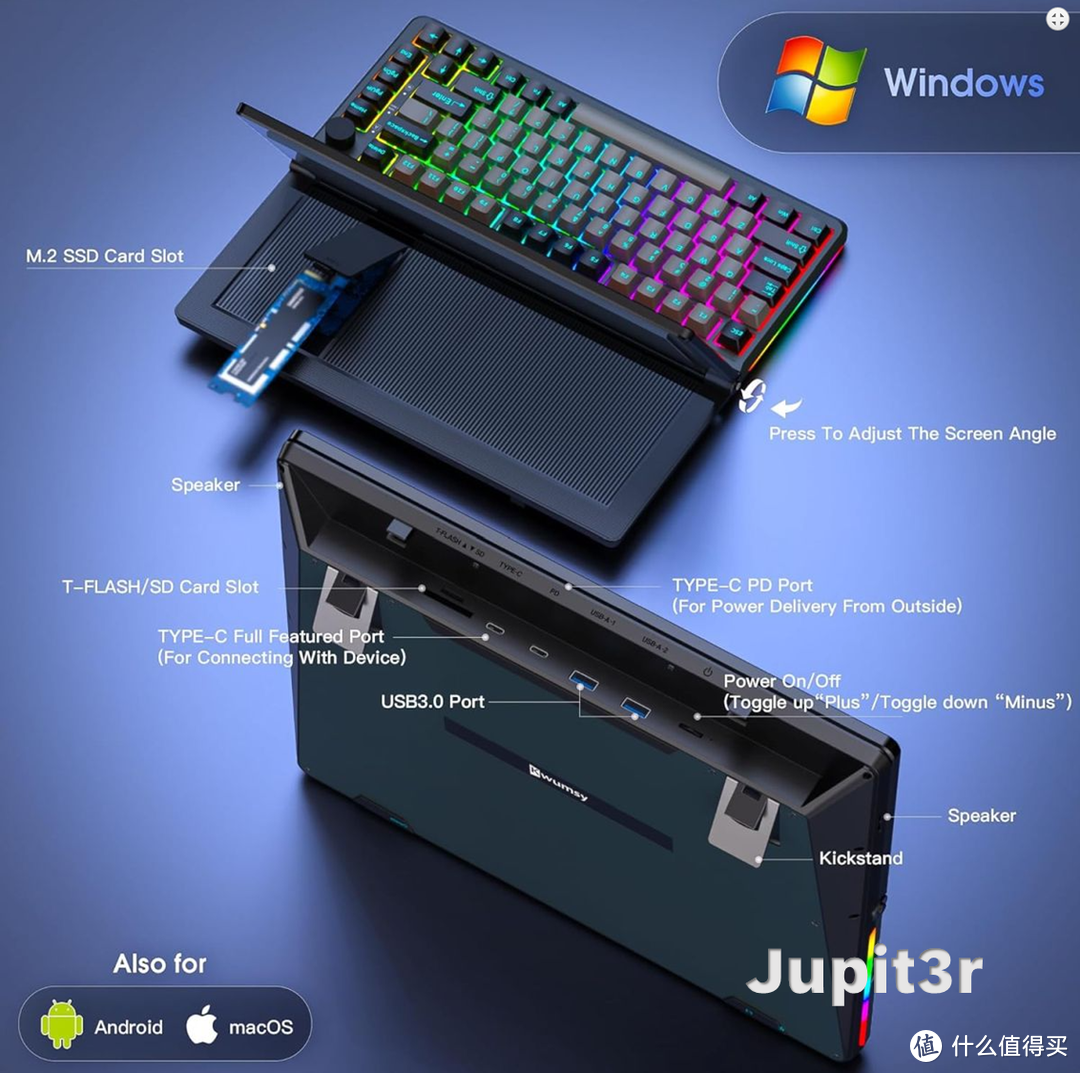 Kwumsy K3机械键盘发布，搭载触摸屏，内置SSD扩展坞
