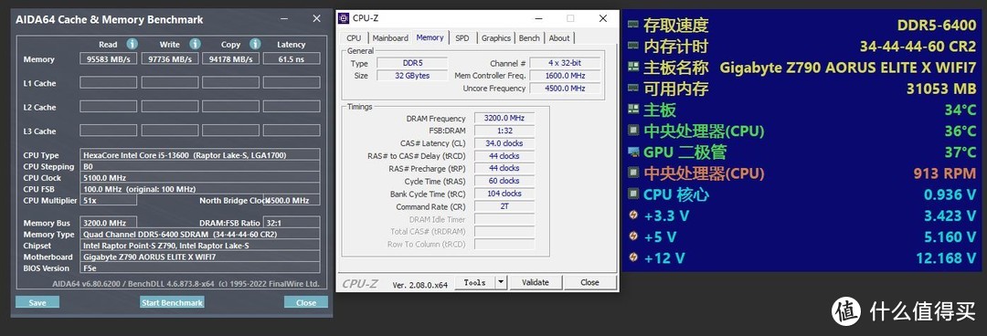 4款镁光海力士三星DDR5新颗粒内存条+技嘉Z790XWIFI78000频率测试
