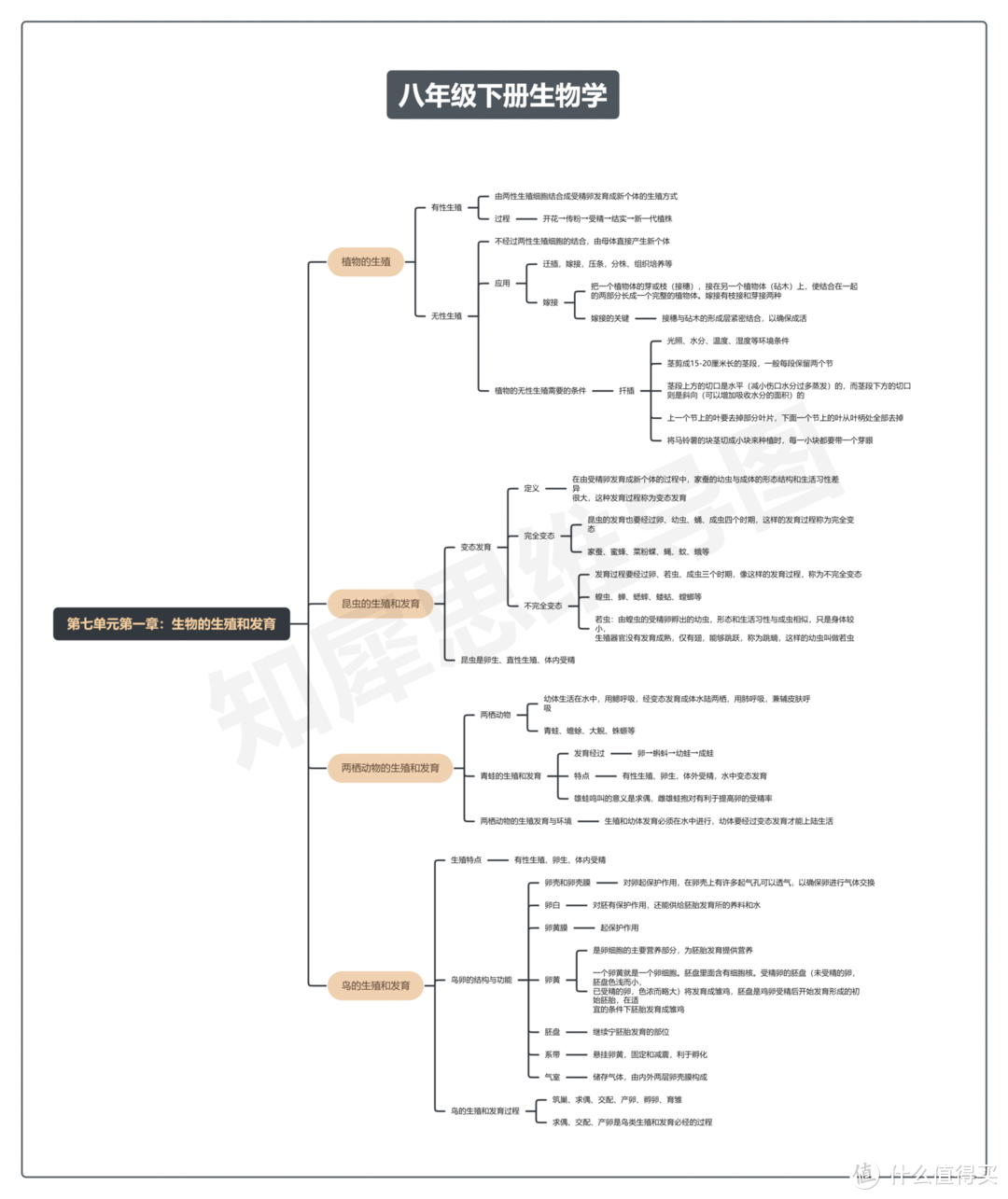 八年级下册生物思维导图知识点归纳总结，免费打印，人手一份！