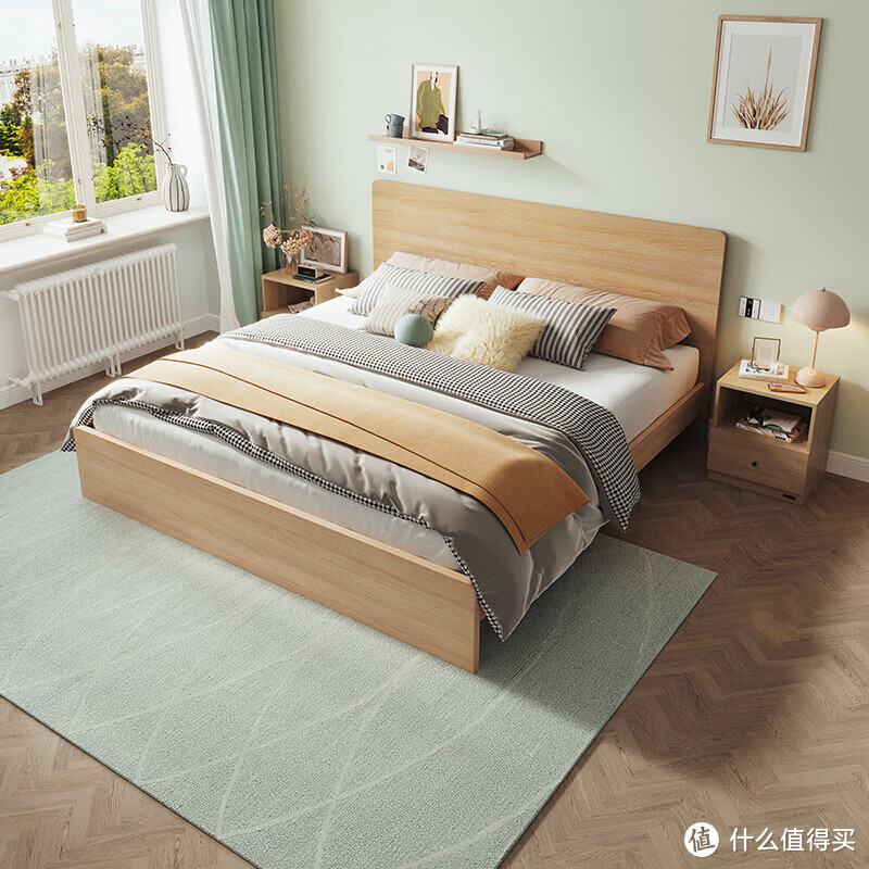 全友家居原木风木板床：简约百搭，温暖舒适的北欧风生活让你睡个好觉