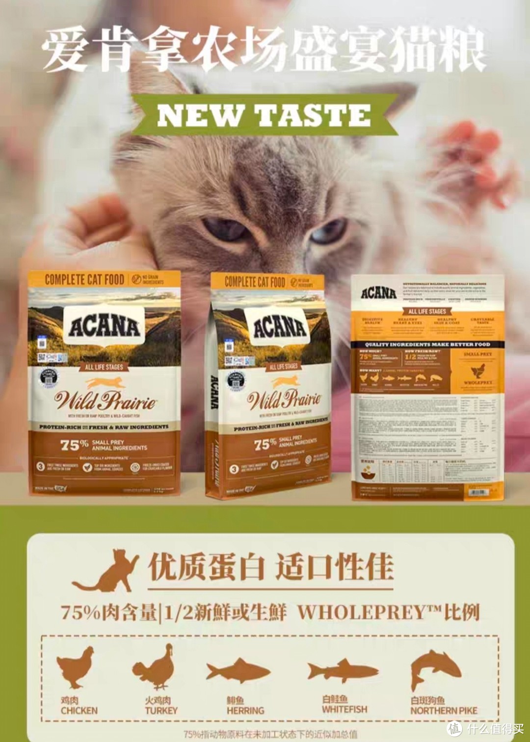 ACANA爱肯拿农场盛宴鸡肉无谷幼猫成猫进口全价全阶段猫粮5.4kg