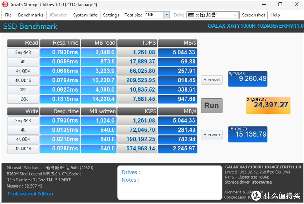 影驰星曜7000 Plus 1TB PCIe 4.0 M.2 SSD测试