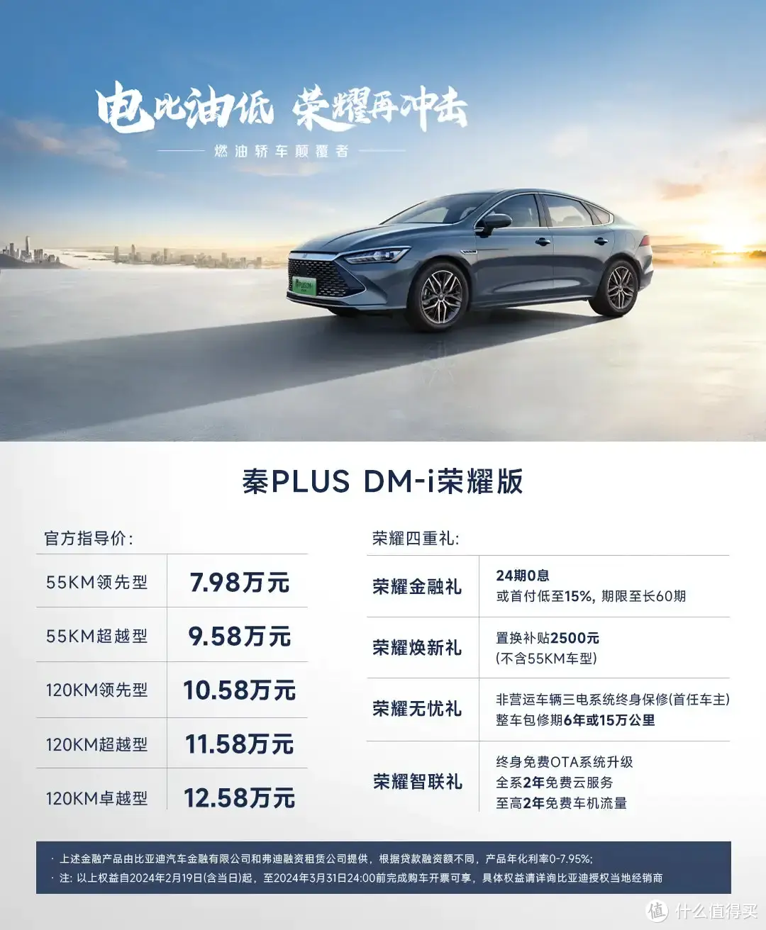 电比油低，秦PLUS、驱逐舰05荣耀版7.98万起，比亚迪插混双雄荣耀出击！