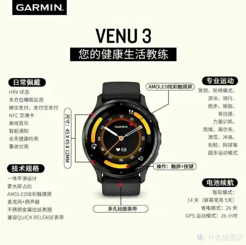 佳明Venu3手表，健身房好搭档