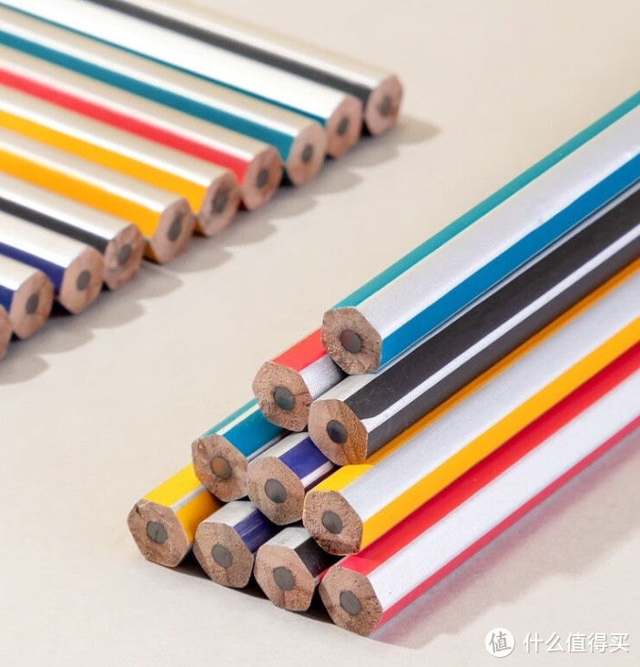 得力（deli）HB铅笔，经典彩色六角杆铅笔 带橡皮头