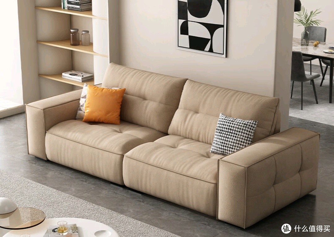 一起聊家装，兰尼森奶油风布艺沙发小户型家用防猫抓现代简约直排沙发科技布