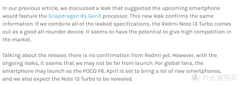 Redmi Note 13 Turbo曝光，新一代均衡水桶神机？