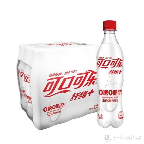 可口可乐（Coca-Cola）纤维+无糖零热量 汽水 碳酸饮料 500ml*12瓶 
