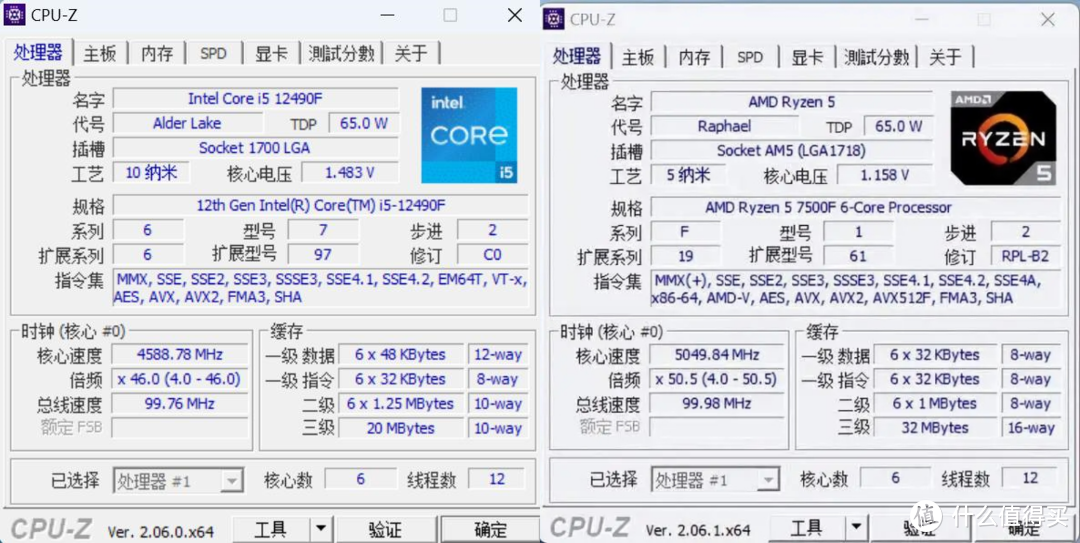 贴脸开大哪家强？Intel酷睿i5 12490F VS AMD锐龙5 7500F