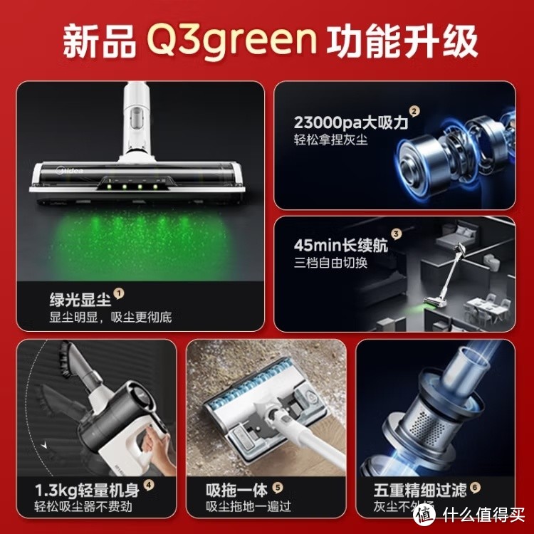 美的Q3 Green，大吸力除螨神器！