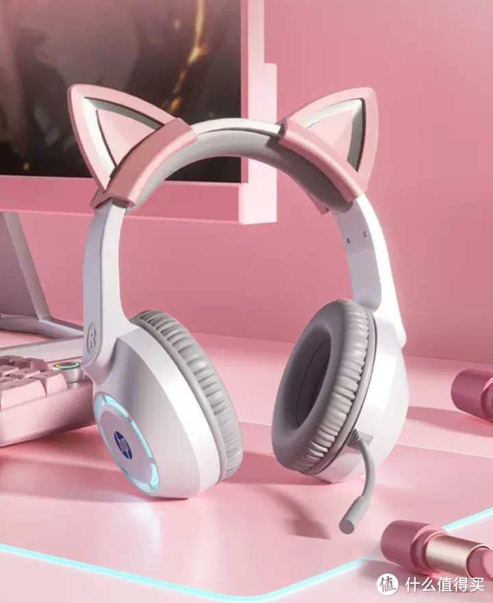 电竞耳机我选择，HP/惠普头戴式耳机电竞游戏台式电脑笔记本用直播猫耳朵有线耳麦。